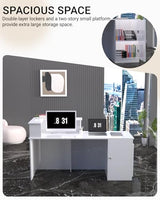 Reception Desk,L Shaped Reception Desk, Counter with Lockable Drawer,Counter for Offices, and Retail Spaces, Easy Assembly (White-L, 78.8 * 23.6 * 39.3in) Generic