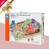 Wooden Building Blocks Set, Electric Train City Construction Stacking Blocks Preschool Learning Educational Toys,Toddler Toys for 3+ Year Old Boy and Migargle
