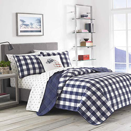 Eddie Bauer Home | Lake House Collection | Bedding Set - 100% Cotton Light-Weight Quilt Bedspread, Pre-Washed for Extra Comfort, Twin, Blue Eddie Bauer