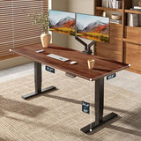 FLEXISPOT E6 MAX Woodix Acacia Solid Wood 72x30 Inch Dual Motor Heavy Duty Standing Desk, 330lbs Capacity, 3-Stage Height Adjustable Desk w/Cable Management & Wheels(Brown Acacia Wood + Black Frame) FLEXISPOT
