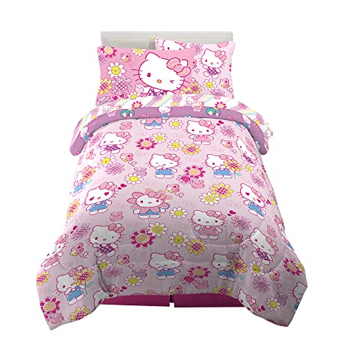Franco Kids Bedding Super Soft Comforter and Sheet Set with Sham, 5 Piece Twin Size, Hello Kitty Franco
