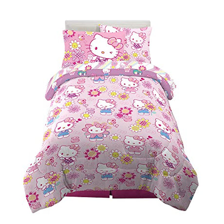 Franco Kids Bedding Super Soft Comforter and Sheet Set with Sham, 5 Piece Twin Size, Hello Kitty Franco