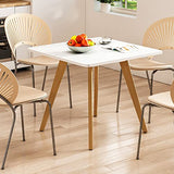 Comfy to go 27.6" Square Dining Table for 2-4 Person - Small Kitchen Table with Soild Wood Legs Mid Century Modern Table for Dinning Room, Kitchen,Small Speace (White) Comfy to go