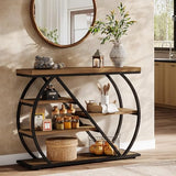 Tribesigns 41.3" Console Table, 5-Tier Industrial Entryway Table with Storage Shelves and Arched Metal Frame, Wood Rustic Hallway Table for Living Room, Foyer, Brown&Black Tribesigns