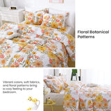 Mooreeke Floral Duvet Cover Twin Size, 2 Piece Pink & Yellow Flower Patterned Duvet Cover Set with Zipper Closure, Soft & Breathable Microfiber Bedding Set with 4 Corner Ties and 1 Pillow Sham Mooreeke