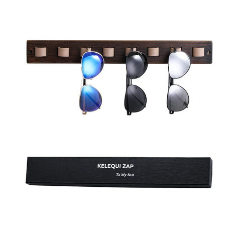 KELEQUI ZAP Gifts for Men Sunglass Organizer Wall Mounted Sunglasses Rack Wood Sun Glasses Holder for Multiple Glasses Hanger Storage Unique Birthday Gifts for Husband Dad KELEQUI ZAP