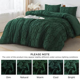Andency King Size Comforter Set, 3 Pieces Dark Emerald Green Boho Tufted Geometric Shabby Chic Bedding, Soft Fluffy Farmhouse Bed Set, Jacquard Textured Comforter for All Season (104x90 Inch)
