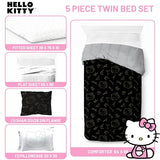 Jay Franco Hello Kitty Stars Twin Comforter Set - 5 Piece Bedding Includes Sheet Set & Pillow Covers - Super Soft Zodiac Black & Gold Bedding Jay Franco
