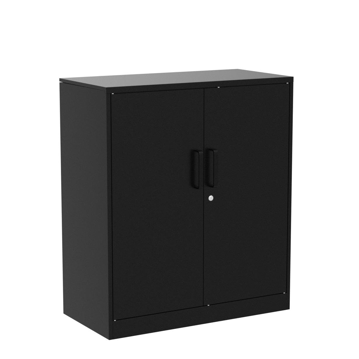 AFAIF Metal Storage Cabinets with Locking Doors&2 Adjustable Shelves, Lockable Steel Office Cabinet, Black Counter Cabinet Small Locking Cabinet Locked Tool Cabinet for Home, Office, Garage, Hallway