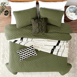 ROARINGWILD Olive Green Cloud Twin Size Quilt Bedding Sets with Pillow Sham, Farmhouse Lightweight Soft Bedspread Coverlet, All Season Rustic Country Thin Comforter, 2 Pieces, 68x90 inches ROARINGWILD
