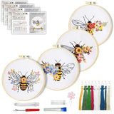 Huacan Embroidery Kit for Beginners Adults Includes Stamped Bee and Flower Pattern, Hoop, Color Threads,Tools,Easy to Follow Instruction