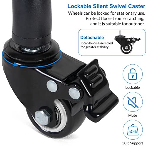 Tossbiss Laptop Tripod on Wheels with 2 Shelves, Portable Projector Floor Stand Adjustable Height 25.9 to 51.8 Inch with Phone Holder Tossbiss