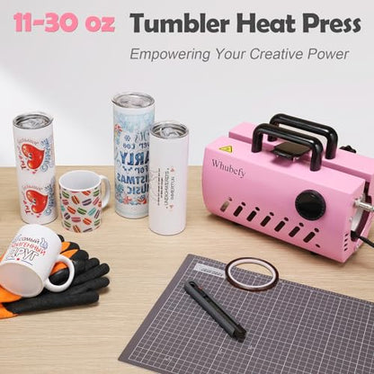 Whubefy Tumbler Heat Press Machine for 30oz 20oz Sublimation Blanks Skinny Tumbler, Heat Press for Tumblers Ceramic Stainless Steel Glass Mug Cup Press,11-16oz Mug Press with Heat Paper, Tape & Gloves