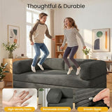 Tri-Folding Mattress Queen Futon Sofa Bed, Convertible Tri Fold Mattress Foldable with Removable Armrests & Washable Cover, 5 Inch Floor Mattress with High-Density Foam, Small Couch Bed, Queen, Grey Erament