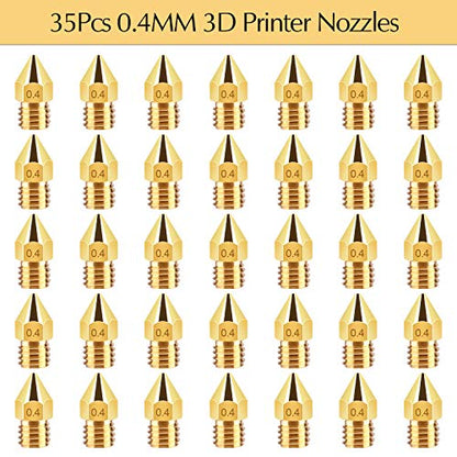 TUPARKA 40Pcs 0.4mm Ender 3 Nozzle Kit 3D Printer Nozzles MK8 Brass Extruder Nozzles for Makerbot Creality CR-10 with Storage Box - WoodArtSupply