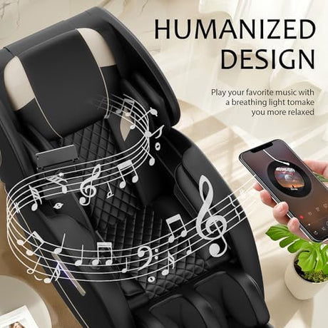 AYJOIR 2026 Massage Chair Full Body, Zero Gravity Massage Chair with 6 Fix Rollers and 12 Massage Heads and Full-Body Air Pressure, Heating, Foot Massage, Auto Modes, Speaker, Touch Screen Controller AYJOIR