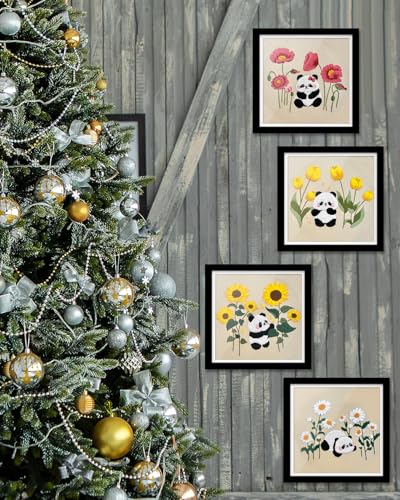 TINDTOP 4 Sets Embroidery Kit for Adult, Panda Embroidery Practice Kits for Beginners Include Embroidery Cloth Hoops Threads for Craft Lover Hand Stitch with Embroidery Skill Techniques TINDTOP