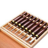Woodworking HSS Wood Turning Tools Lathe Chisel Set of 8 pcs Mini with Wooden Box, Ideal for Pen Turning and Small Projects Urbansential