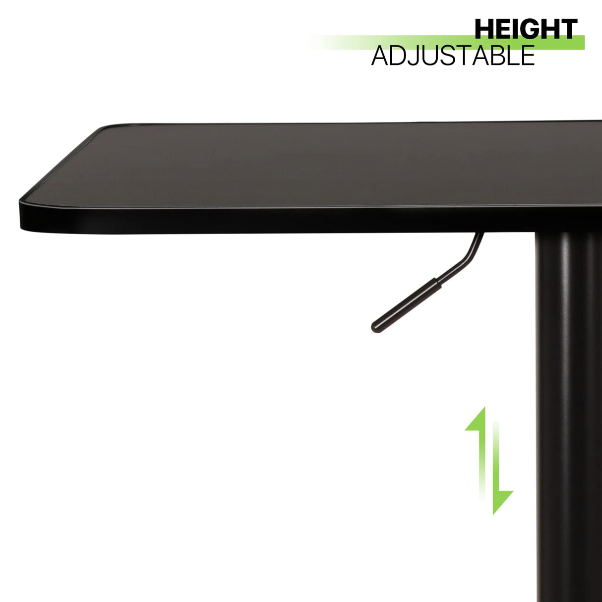 Magshion 31.5" Square Pub Table Height Adjustable 27.6"-36" Cocktail Table with Metal Base MDF Top Non-Rotatable for Dining Bistro Café Home Bar, Black Magshion