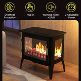 HOMCOM 24" Electric Fireplace Stove, Freestanding Infrared Fire Place Heater with Realistic Logs Flame, Adjustable Temperature, Overheat Protection, 1000W/1500W, Black HOMCOM