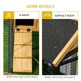 PawHut 47" Wooden Rabbit Hutch Outdoor with Run, Metal Frame, 2-Story Bunny Rabbit Cage with Removable Tray, Ramp, Bunny Hutch with Space-Saving Design PawHut