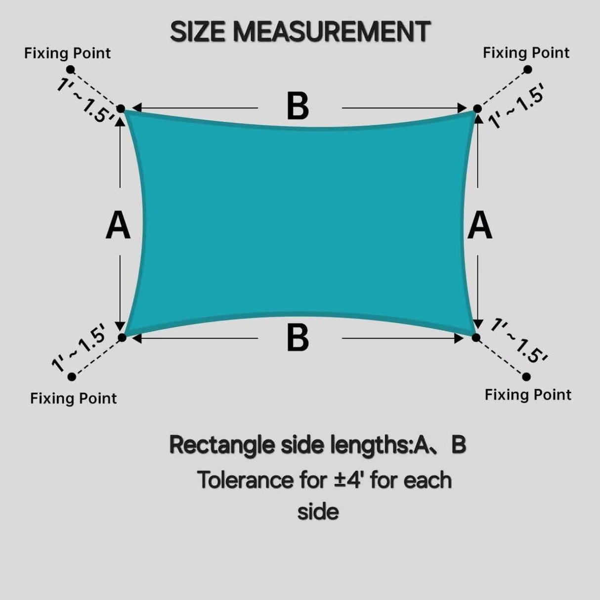 ChasingMoon Waterproof Sun Shade Sail, 10' x 15' Turquoise Rectangle UV Block Outdoor Sunshade, for Backyard, Deck, Patio, Garden, Outdoor Activities (We Make Custom Sizes) CHASING MOON