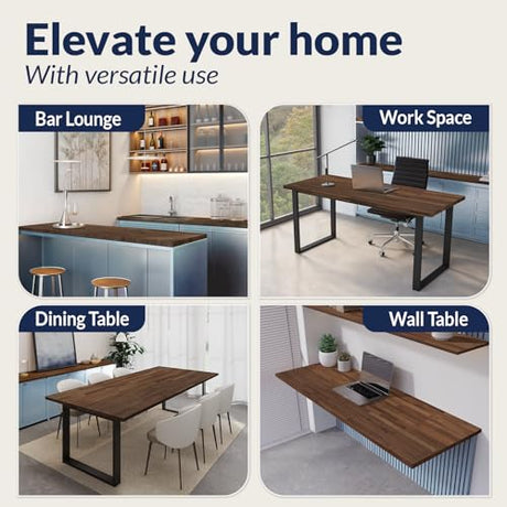 Howizz 60 x 25 in. Solid Wood Table Top, Dark Walnut Stained Acacia Desktop for Standing Desk/Office Tabletop/Countertop, 0.7in. Thick Howizz