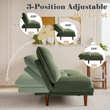 Homall Futon Sofa Bed, Modern Loveseat Futon Couch with Adjustable Backrest and Armrests, Sleeper Sofa Bed with Wood Frame for Living Room, Office, Apartment (Corduroy, Green) Homall