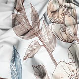 White 3 Piece Duvet Cover Set, 1 Printed Zipper Closure Duvet Cover with 2 Pillow Shams, Ultra Soft Brushed Microfiber Single with Minimalist Flowers Watercolor Generic