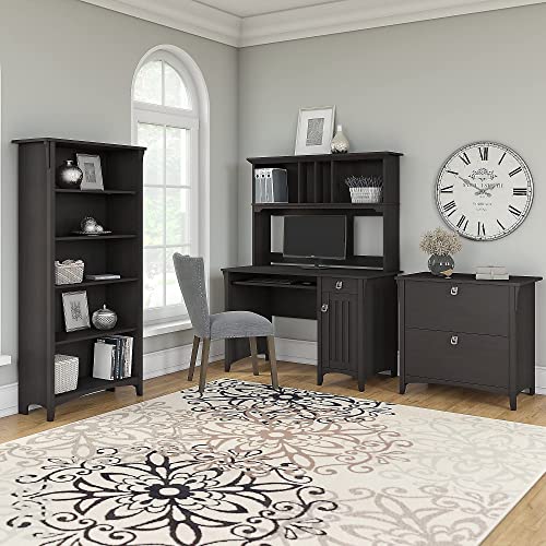 Bush Furniture Salinas Tall 5-Shelf Bookcase in Vintage Black - Modern Farmhouse Style for Home and Office Bush Business Furniture