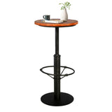 BOKKOLIK 42inch Industrial Style Farmhouse Bar Table, Round Wooden Top, Matte Black Metal Base BOKKOLIK
