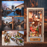 Anavrin Book Nook Kit Kyoto Gion – DIY 3D Wooden Booknook for Adults, Teens and Book Lovers, Bookshelf Insert Library Decor, Creative Gift for Family, Friends, and Elderly