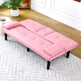 67-inch PVC Sofabed Convertible Sleeper Sofa Bed w/Cup Holders &3 Reclining Backrest Futon Sofa Bed Love Seat Couch Modern Small Couches for Small Spaces for Living Room Office Apartment (Pink) GOAWGO