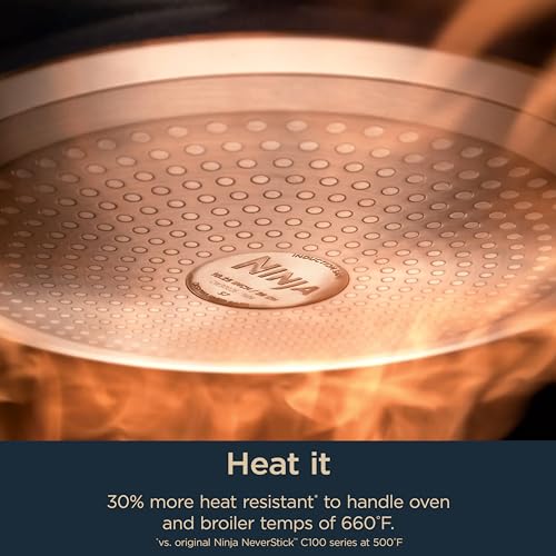 Ninja NeverStick Ceramic Pro 14-Piece Cookware Set, Non-Stick Pots & Pans Set with Glass Lids, Ceramic Coated, Stainless Steel, Stove to Oven Safe, All Stovetops & Induction Compatible, Blue CW39014MM Ninja