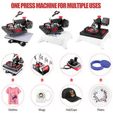 Heat Press 8 in 1, Pro Heat Transfer Machine 12"X15", Digital 360° Swing Away Tshirt Press Machine Combo, t Shirt Maker Printing Sublimation Heat Press Machine for T-Shirts Hat/Cap Mug Plate WOOKRAYS