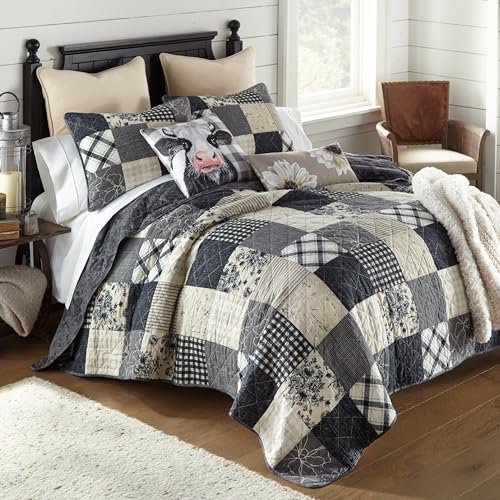 Donna Sharp Augusta Cotton Quilted Bedding Set - 3-Piece Queen Size Quilt Set - Includes 1 Quilt and 2 Pillow Shams - Machine Washable - Perfect for Rustic Decor Donna Sharp