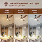 Wisful Ceiling Fans with Lights Remote Control, 56" Outdoor Wood Ceiling Fan with Light Memory for Patio Gazebo Living Room Bedroom, Walnut & Matte Black Wisful