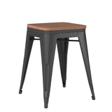 Changjie Furniture 18 Inch Stools Metal Dining Chairs Set of 4 Stackable School Stools Short Stools Stackable Bar Stools Classroom Stools (18 inch, Matte Black) Changjie Furniture