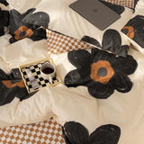 Pureant Black Sunflower Comforter Sets Twin Black and White Floral Bedding Comforters Cotton Women Girls Boho Black Botanical Quilts Large Flower Blankets Garden Adults Teens Bohemian Rustic Bedding Pureant