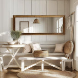 MELOMOIR Rustic Farmhouse Full Length Mirror, 64"x21" Wood Frame Floor Mirror, Free Standing Mirror Leaning Hanging Mirror, Long Mirror for Bedroom Living Room Cloakroom, Wood MELOMOIR