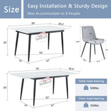 FURNITO 7 Piece Dining Table Set, 59"-75" Extendable Dining Room Table Set with 6 Upholstered Chairs, White Kitchen Table Chairs Set for Living Room, Apartment, Easy to Assemble FURNITO