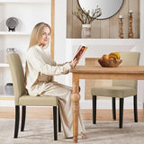 Yaheetech Dining Chairs Set of 2 Fabric Upholstered Parson Kitchen Chairs with Padded Seat and Solid Wood Legs for Dining Room/Restaurant, Khaki Yaheetech