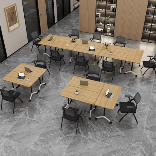 rzoizwko 8Packs Folding Conference Tables on Wheels,61IN Mobile Flip Top Meeting Room Table for Office & Training Rooms,Foldable Conference Room Tables Modular Rolling Desk Heavy-Duty Metal Frame rzoizwko