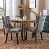 Pvillez Extendable Dining Table Set of 6, Oval Dining Room Table & 6 Gray Velvet Dining Chairs with Wood Leg, 62.99"-78.74" Kitchen Table and Chairs Set, Modern 7 Piece Dining Set Pvillez