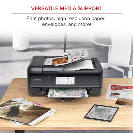 Canon PIXMA TR8620a - All-in-One Printer Home Office|Copier|Scanner|Fax|Auto Document Feeder | Photo, Document | Airprint (R), Android, Black, Works with Alexa Canon