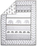 The Peanutshell 3 Piece Baby Crib Bedding Set for Boys & Girls - Newborn, Infant & Toddler Nursery Bed Set Decor with Fitted Crib Sheet, Dust Ruffle Comforter - Elephant Walk The Peanutshell
