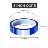 echomerx 20mm x 33m (108 ft) Blue Heat Resistant Tape - 3" Core | No Residue Heat Transfer Tape for Sublimation & Crafts | Ideal for Heat Press - 3-Pack echomerx