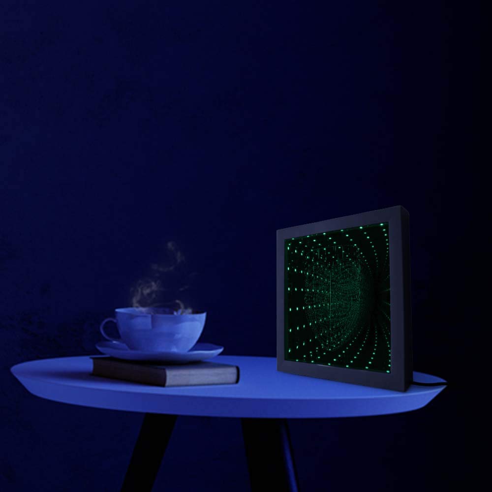 The Geeky Days Anonymous Guy Fawkes Mask 3D Stunning Optical Illusion Wood Frame V for Vendetta LED RGB Infinity Mirror Never Ending Tunnel Light The Geeky Days