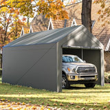 Carport, 10x20ft Heavy Duty Portable Garage, Car Port with Storage Shed, Car Canopy with Removable All-Season Tarp Sidewalls & Doors for Car, Truck, Boat, Party, Grey TANGJEAMER