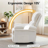 Korser Recliner Chair, Living Room Recliner Chairs for Adults, Small Recliners for Small Spaces, Upholstered Manual Recliner with Side Pockets, Modern Nursery Chair for Living Room, Chenille, Beige